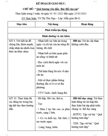 mục tiêu bé G QH ĐN BH