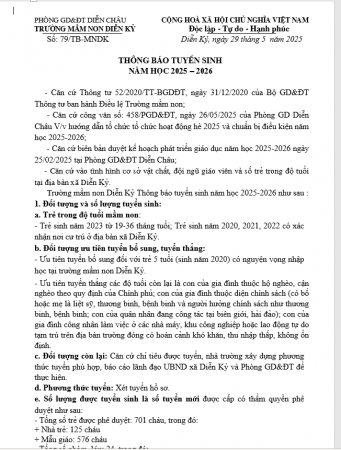 Thông báo tuyển sinh